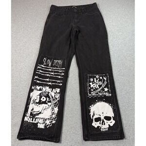 Hot Topic Black Punk Patch Jeans Mens 30x32 Distressed Goth Grundge Skater